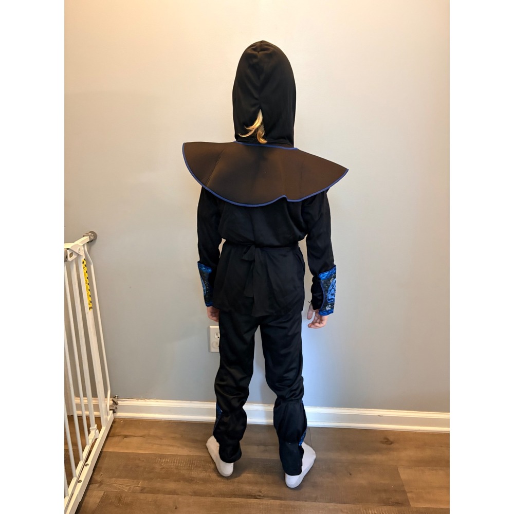 Spirit Halloween Dragon Ninja Costume Kids Medium 8-10 Blue Black 7-Piece Set - Picture 4 of 6